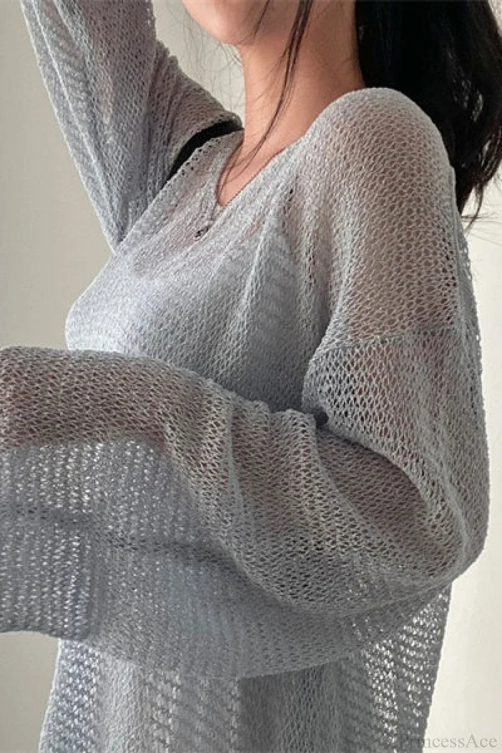 Knitted Openwork Loose Long Sleeve Chic Blouse