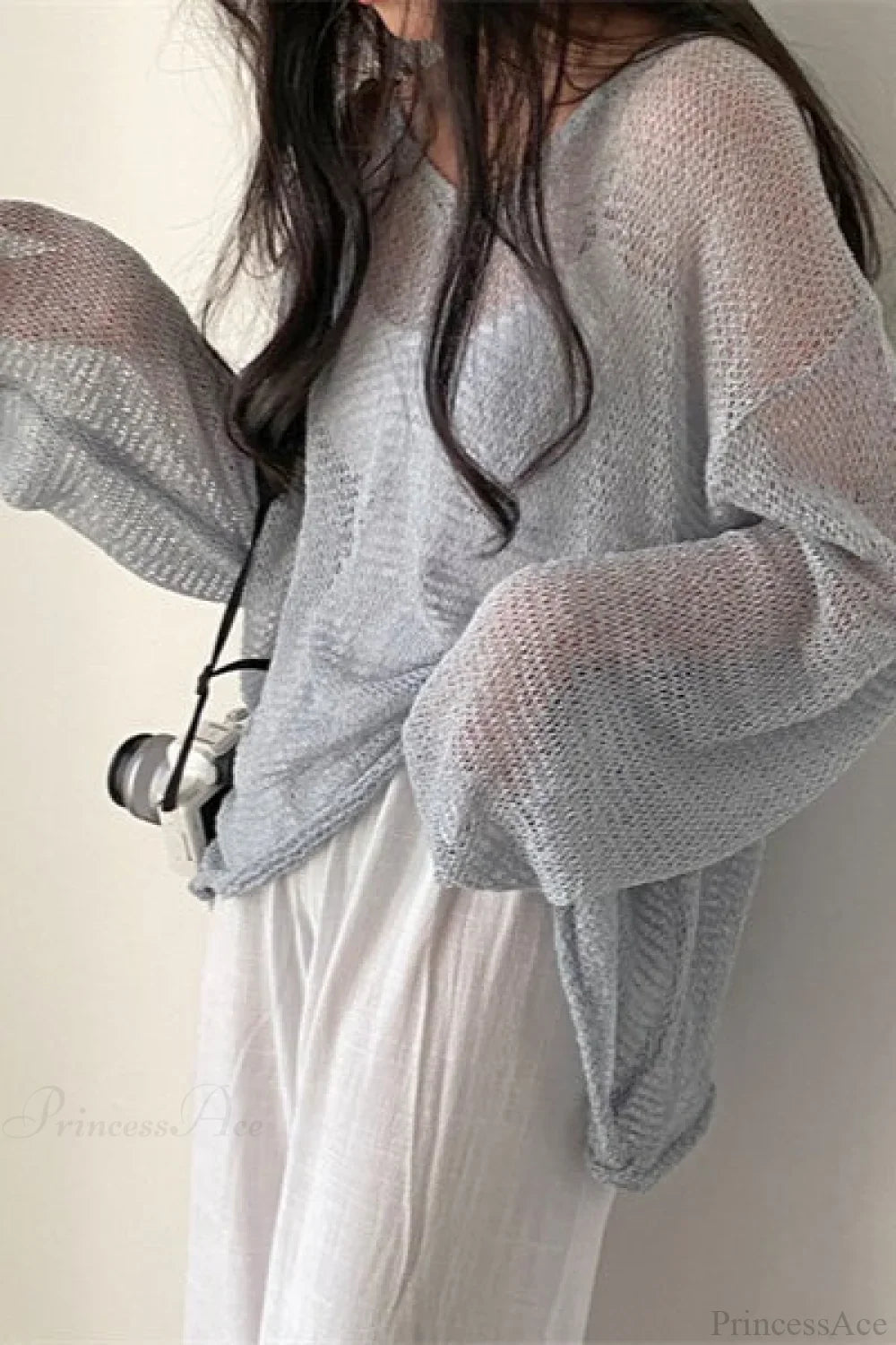 Knitted Openwork Loose Long Sleeve Chic Blouse