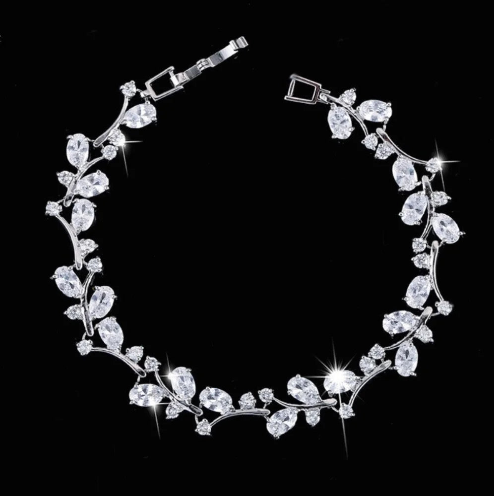 Wedding Jewelry - Cubic Zirconia Vine Bridal Bracelet - More colors available