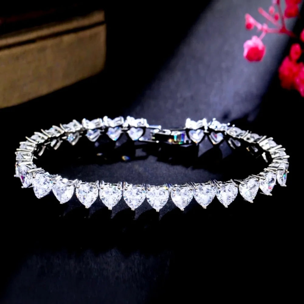 Kristin Heart Bridal Bracelet With Cubic Zirconia