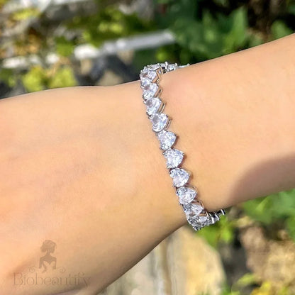 Kristin Heart Bridal Bracelet With Cubic Zirconia