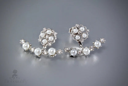 Kyla - Pearl and Cubic Zirconia Bridal Earring Jackets