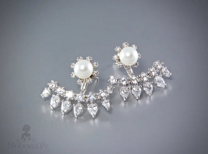 Kyla - Pearl and Cubic Zirconia Bridal Earring Jackets