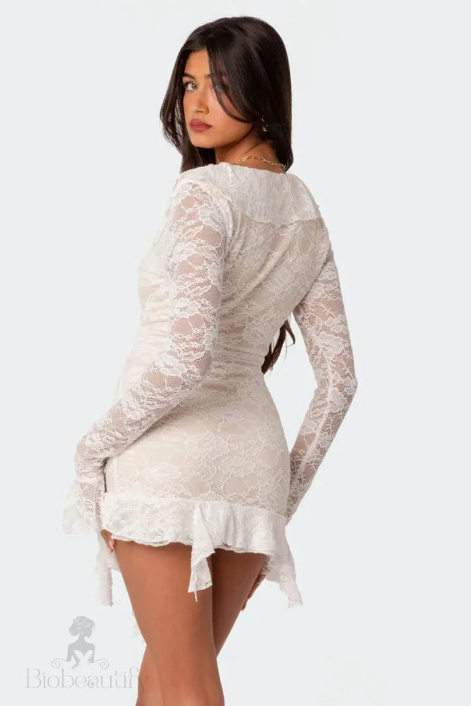 Lace Long Sleeve Bodycon Mini Dress