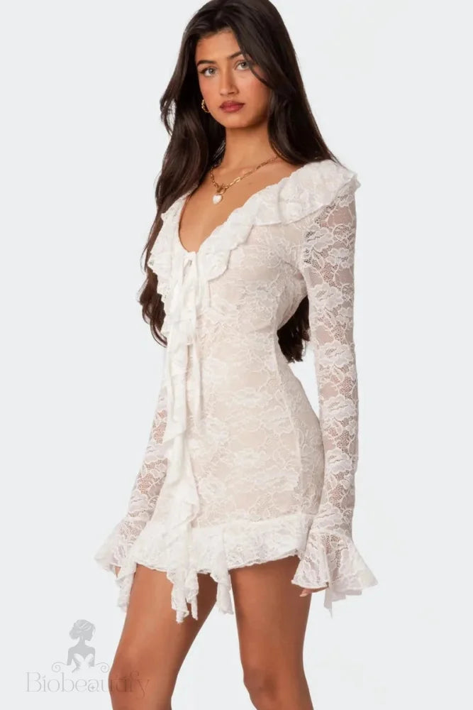 Lace Long Sleeve Bodycon Mini Dress