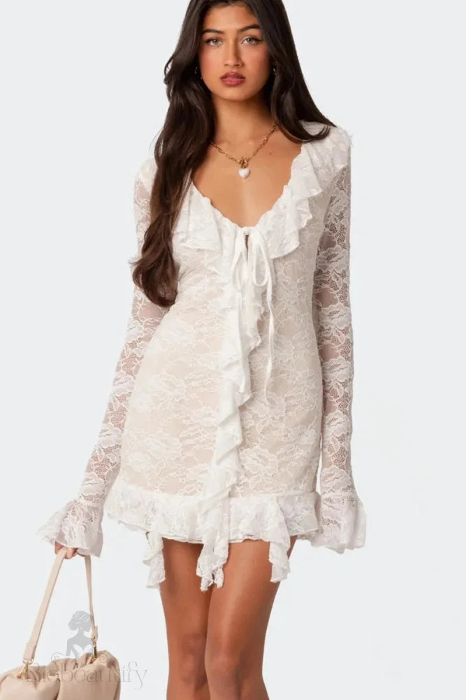 Lace Long Sleeve Bodycon Mini Dress