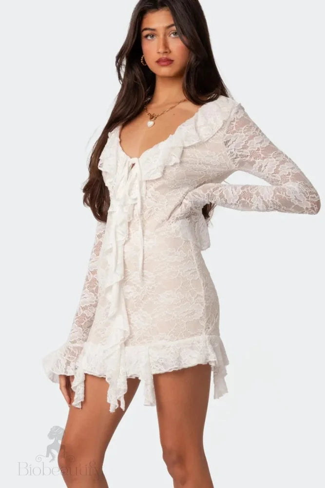 Lace Long Sleeve Bodycon Mini Dress