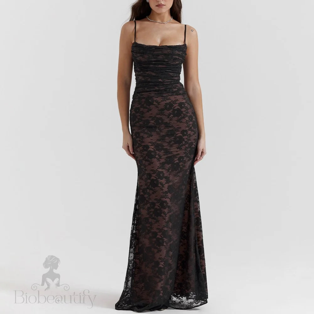 Lace Maxi Dress With Long Sleeves