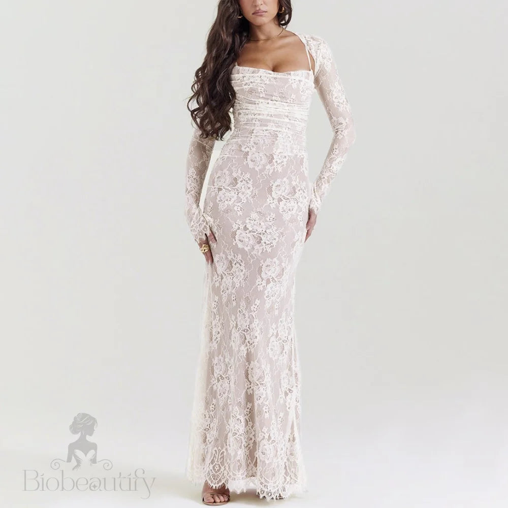 Long Sleeve Lace Maxi Dress - Chiccharm