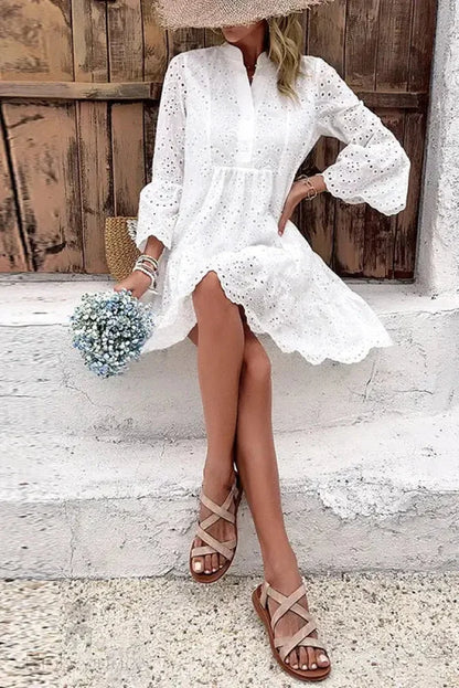 Lace Mini Dress With Elegant Hollow Out Detail