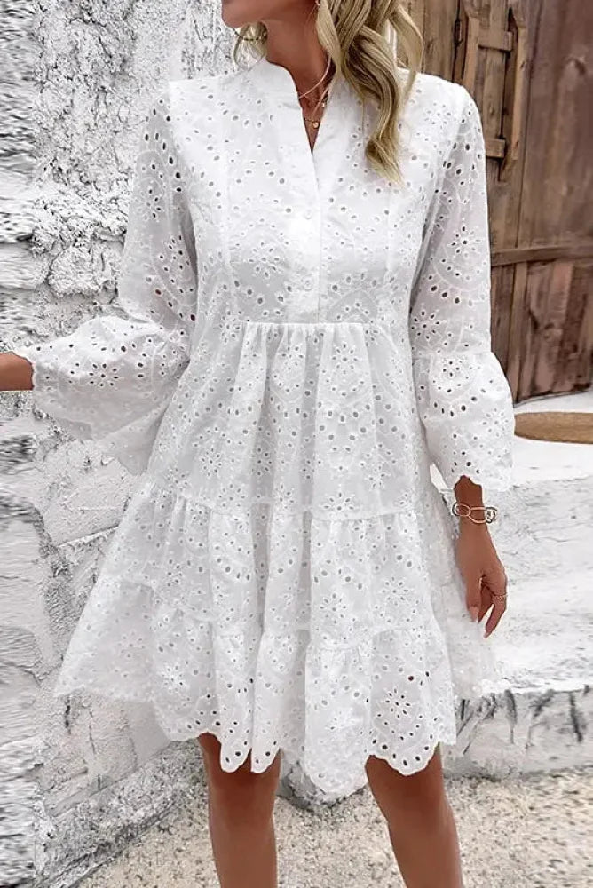 Lace Mini Dress With Elegant Hollow Out Detail