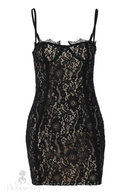 Lace Spaghetti Strap Bodycon Mini Dress