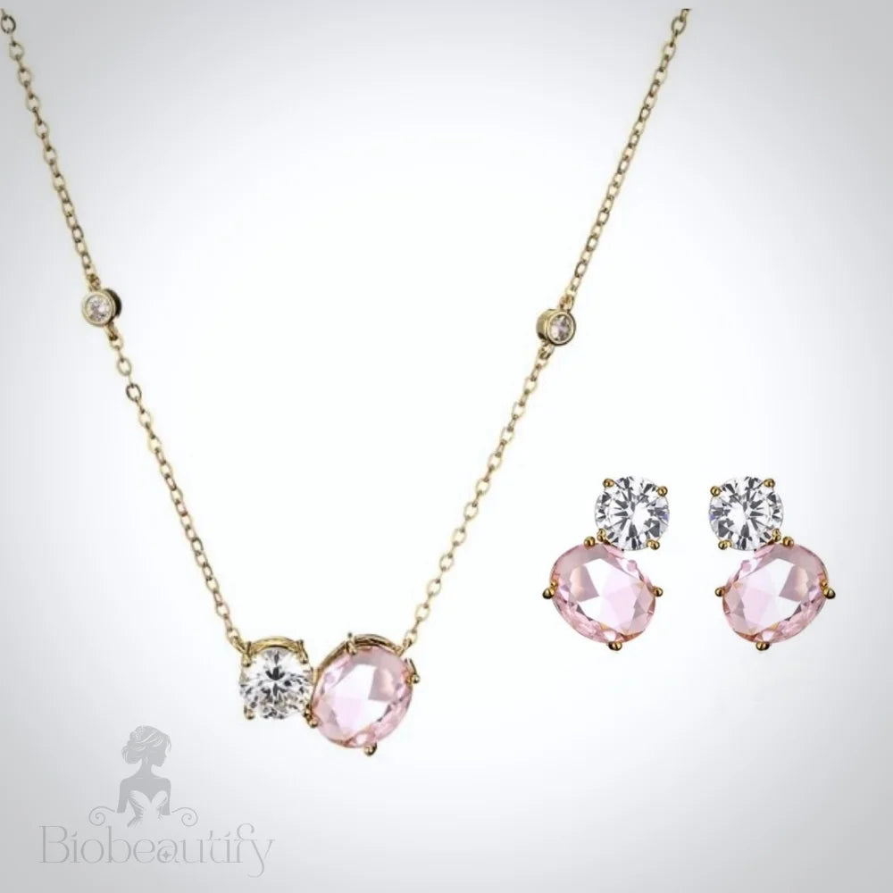 Lani Pink Cubic Zirconia Wedding Jewelry Set