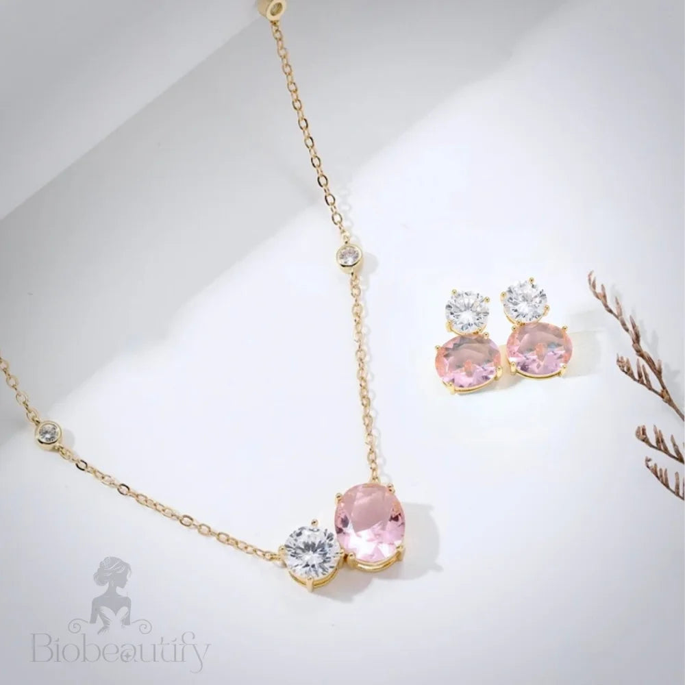 Lani Pink Cubic Zirconia Wedding Jewelry Set