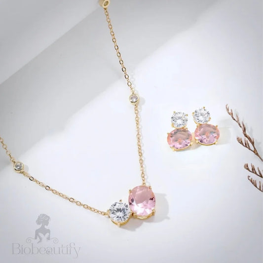 Lani Pink Cubic Zirconia Wedding Jewelry Set