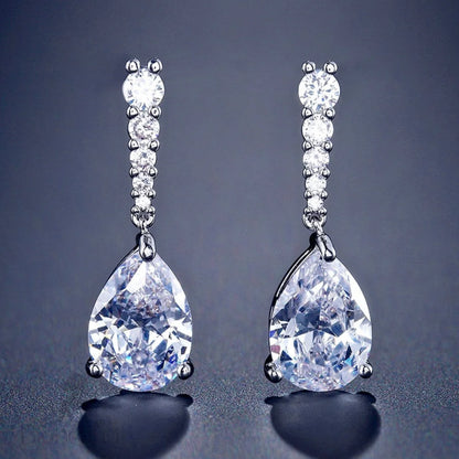 Lara Silver Cubic Zirconia Wedding Earrings