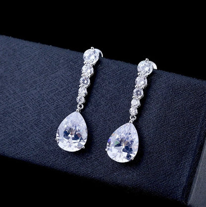 Lara Silver Cubic Zirconia Wedding Earrings