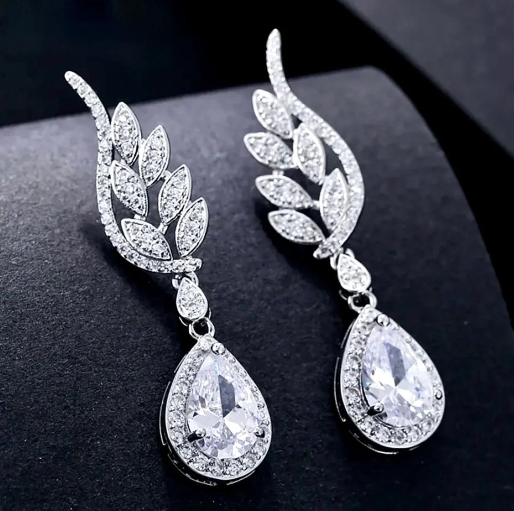 Laura Cubic Zirconia Wedding Earrings - Multiple Color Options