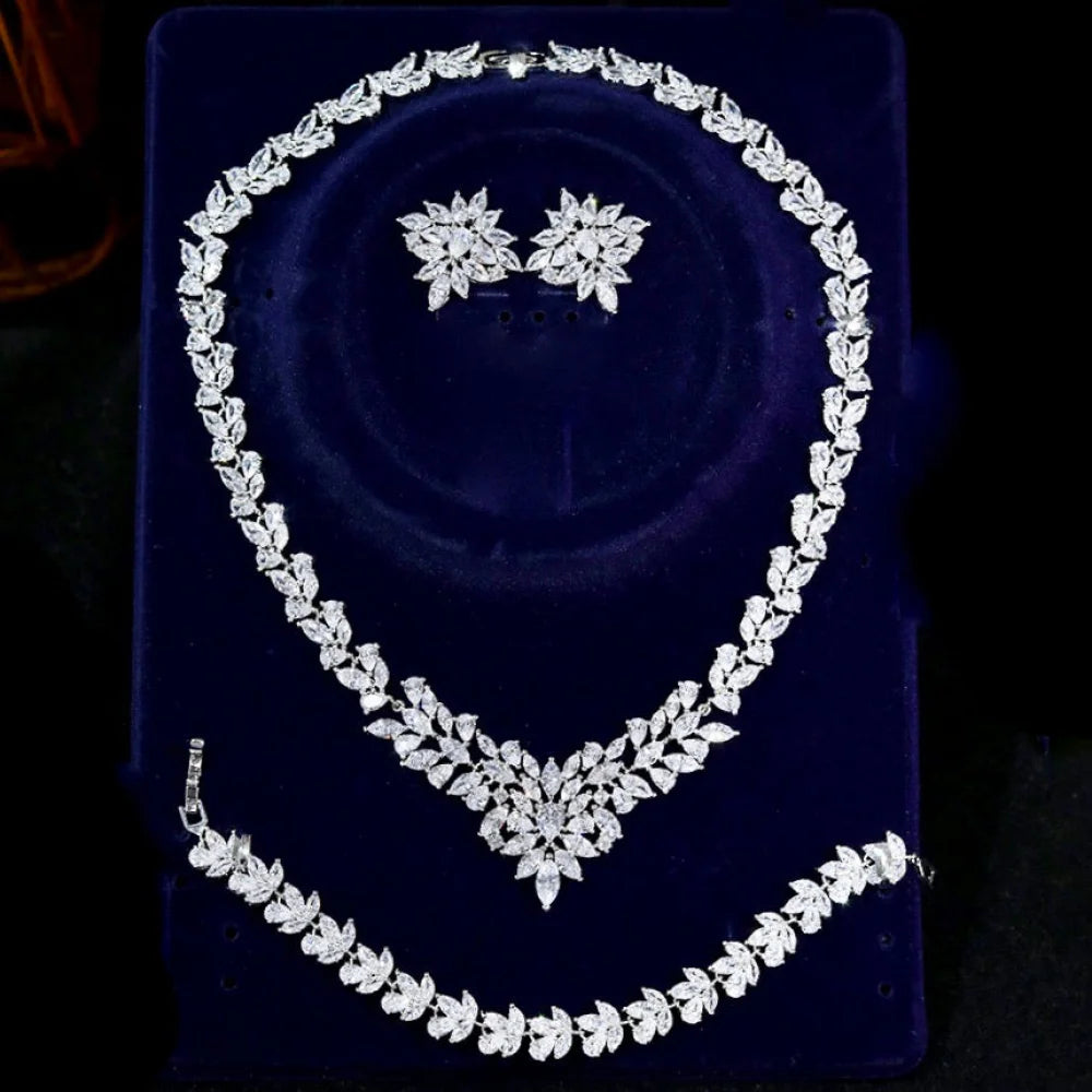 Lausanne Silver Cubic Zirconia Three-Piece Bridal Jewelry Set