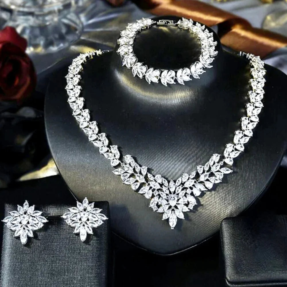 Lausanne Silver Cubic Zirconia Three-Piece Bridal Jewelry Set