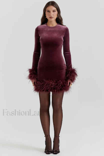 Lavinia Mulberry Stylish Velvet Mini Dress