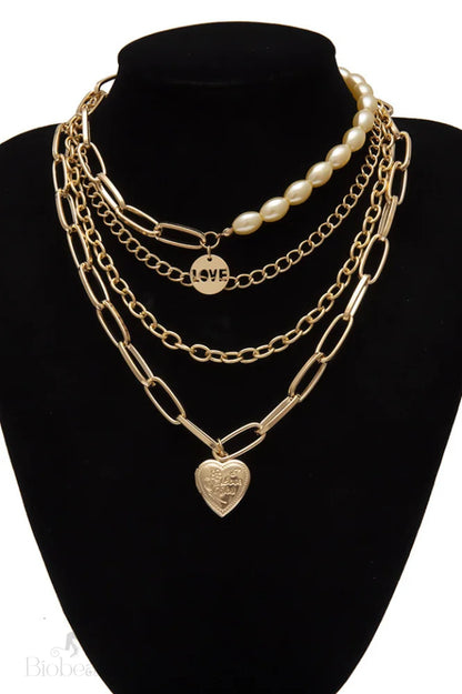 Layered Gothic Baroque Pearl Chunky Chain Necklace