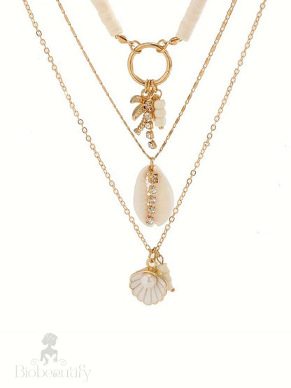 Layered Seashell Pendant Necklace For Beach Enthusiasts