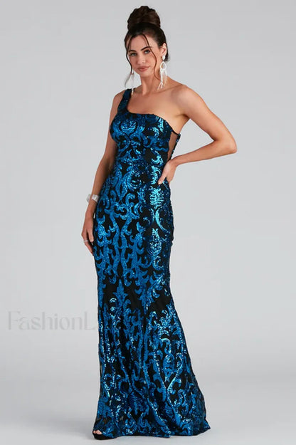 Layton Formal One Charming Shoulder Sequin Dress