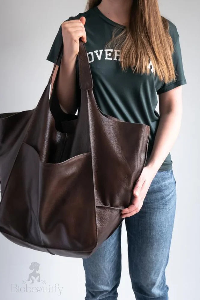 Leather Tote Bag For Shopping