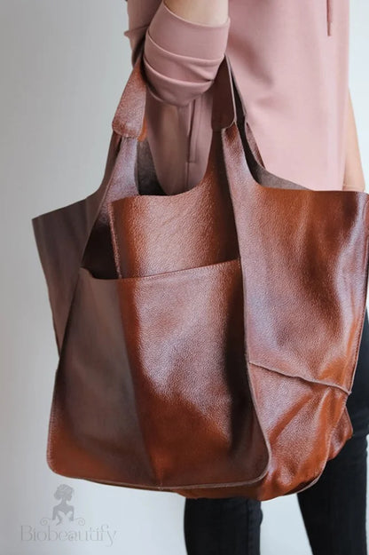 Leather Tote Bag For Shopping