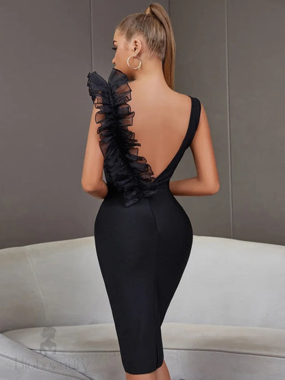 Leigh Bandage Backless Ruffle Dress - SunsetFashionLA