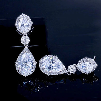 Leigh Silver Cubic Zirconia Earrings For Brides