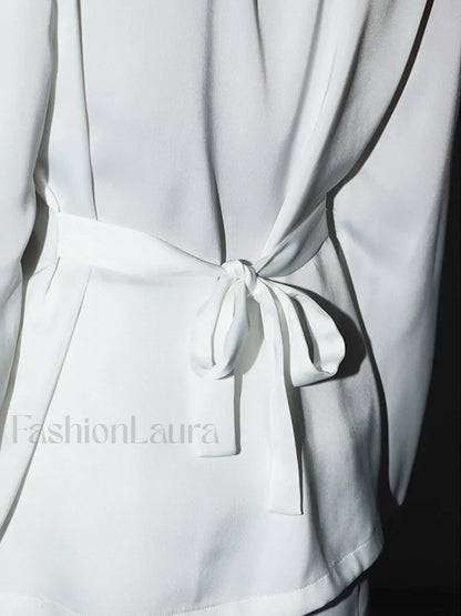 Leisure Oversized Satin Tie Back Shirt Shirts