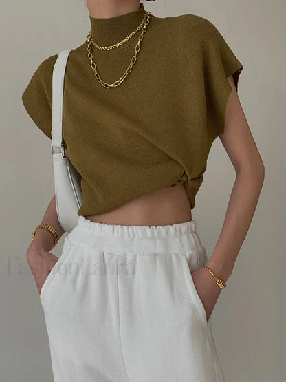 Leisurely Solid Pullover Sweater Vest Light Brown / XS Sweater Vests