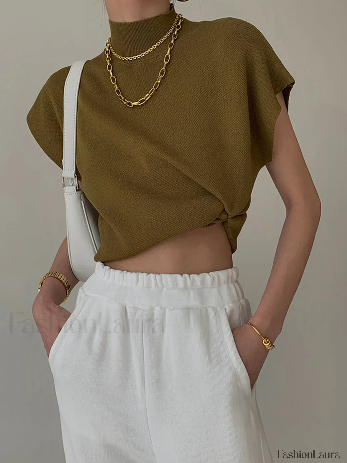 Leisurely Solid Pullover Sweater Vest Light Brown / XS Sweater Vests