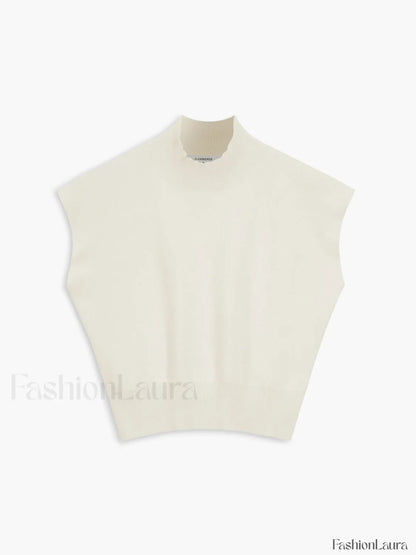 Leisurely Solid Pullover Sweater Vest Off White / XS Sweater Vests