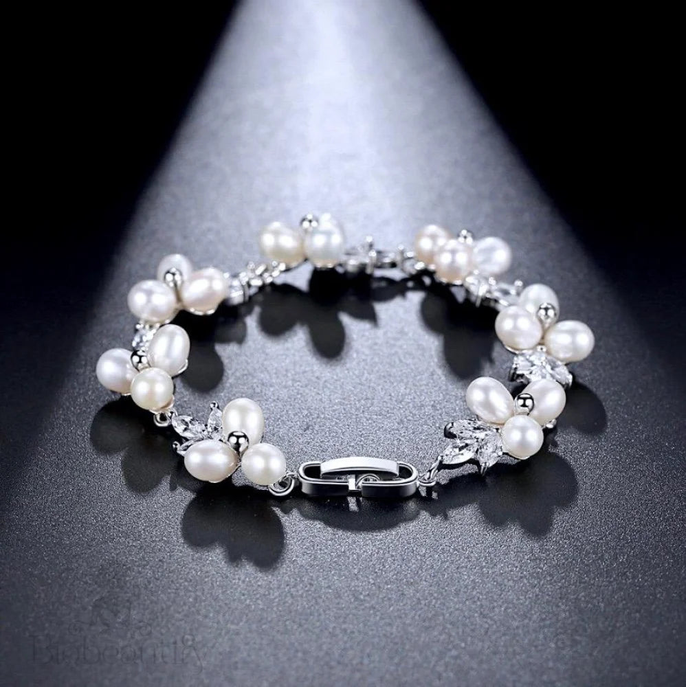 Lena Freshwater Pearl And Cz Bridal Bracelet