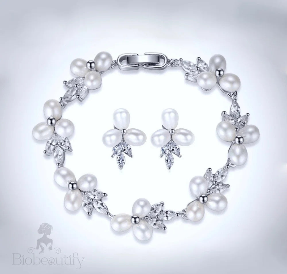 Lena Freshwater Pearl And Cz Bridal Bracelet