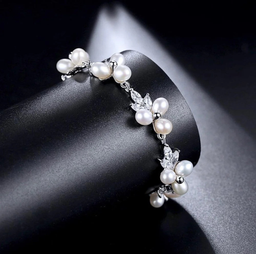 Lena Freshwater Pearl And Cz Bridal Bracelet