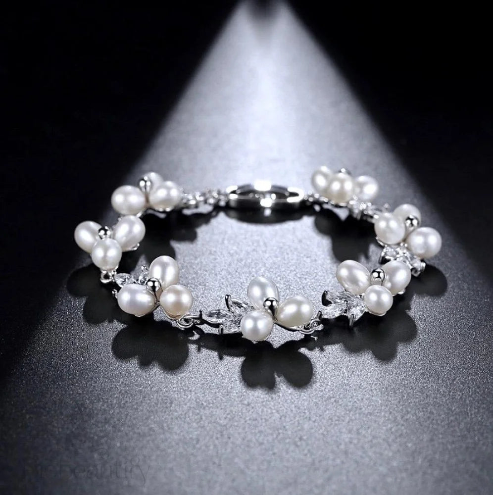 Lena Freshwater Pearl And Cz Bridal Bracelet