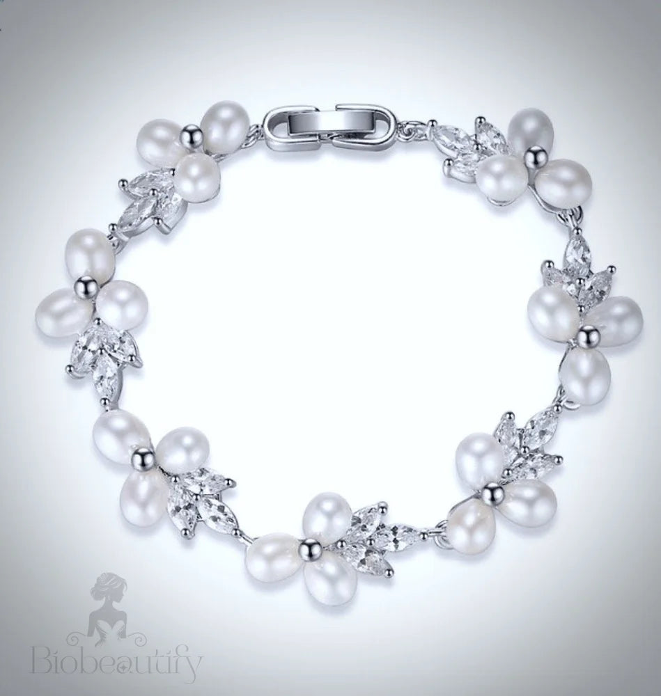 Lena Freshwater Pearl And Cz Bridal Bracelet