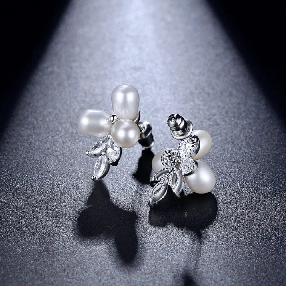 Lena Freshwater Pearl And Cz Bridal Earrings