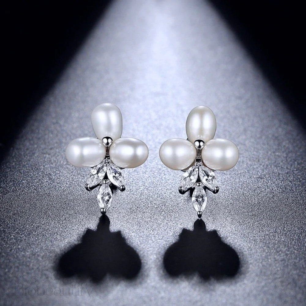 Lena Freshwater Pearl And Cz Bridal Earrings