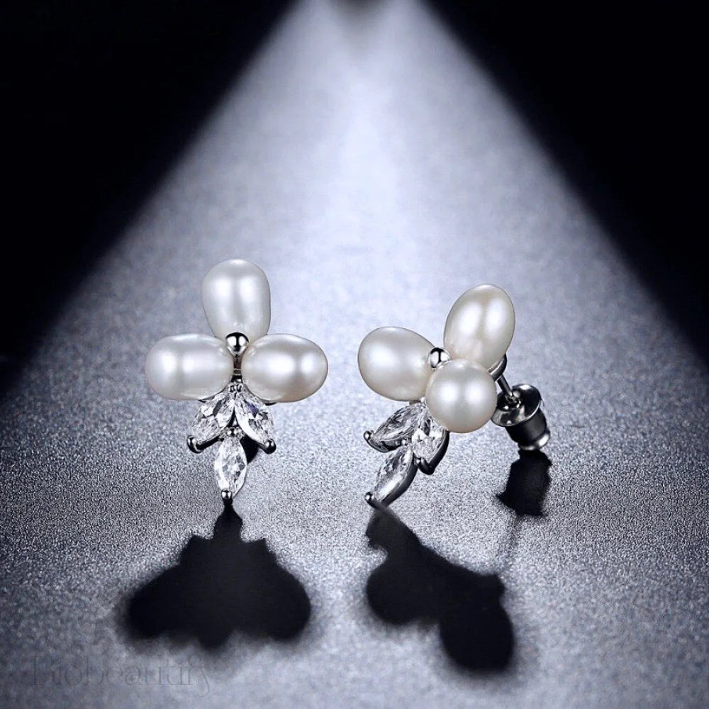 Lena Freshwater Pearl And Cz Bridal Earrings