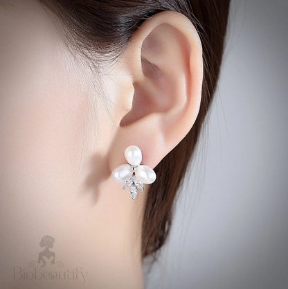 Lena Freshwater Pearl And Cz Bridal Earrings