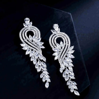 Leona Silver Earrings With Cubic Zirconia For Brides