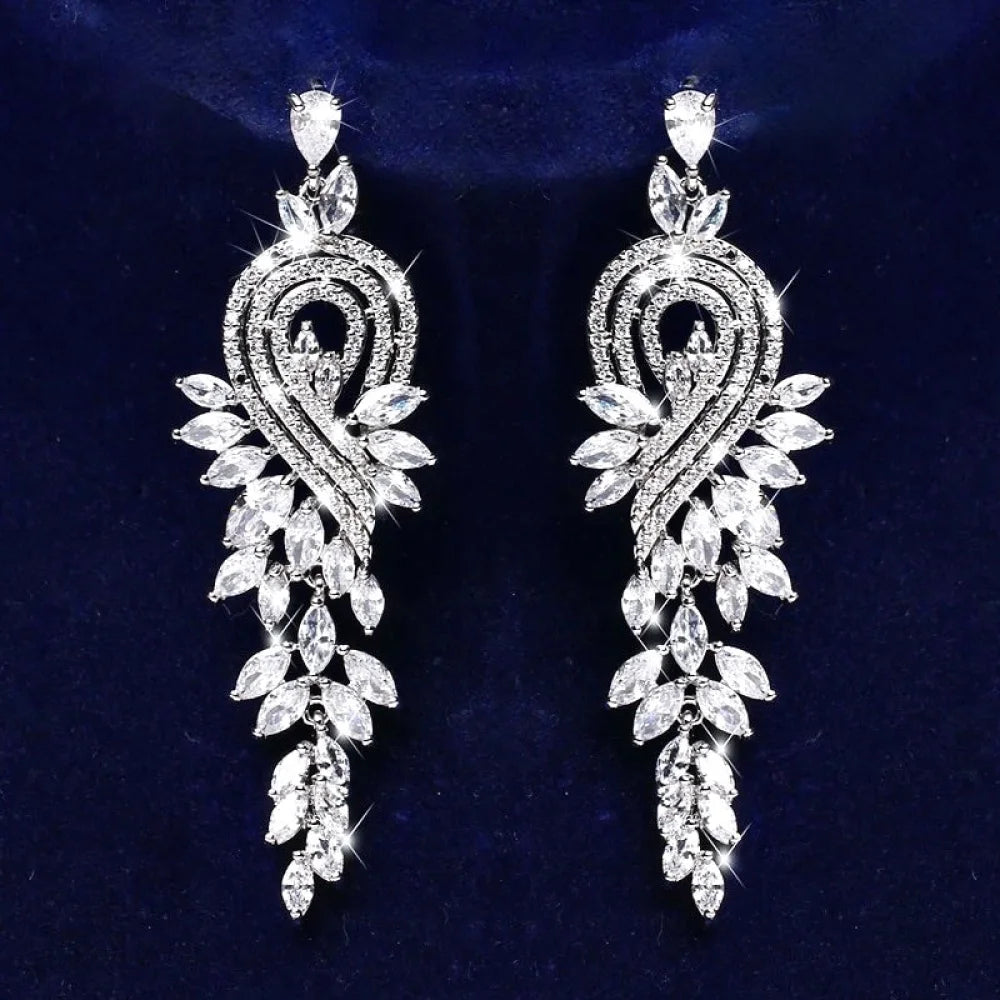 Leona Silver Earrings With Cubic Zirconia For Brides