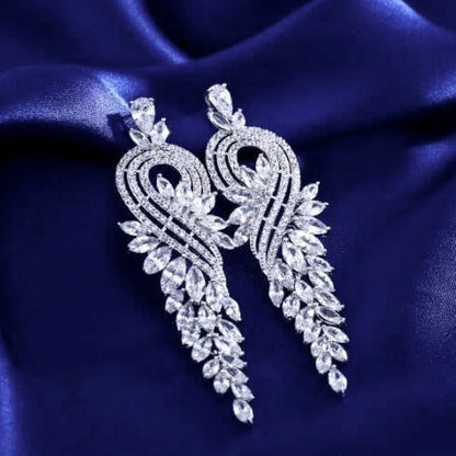 Leona Silver Earrings With Cubic Zirconia For Brides