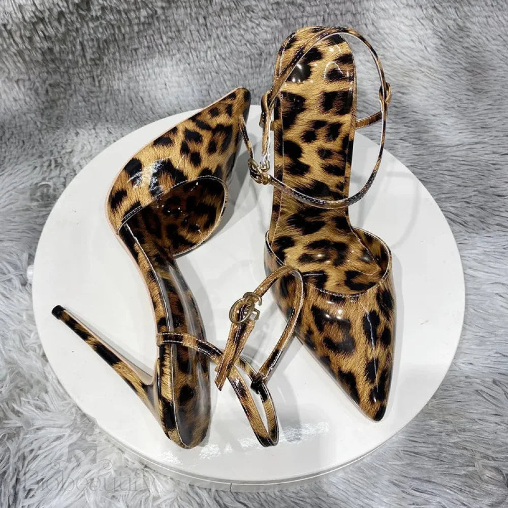 Leopard Print Pointy Toe Backless High Heel Shoes For Summer