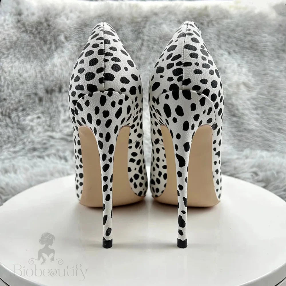 Leopard Print Side Curl Cut Pointy Toe High Heel Shoes For Women